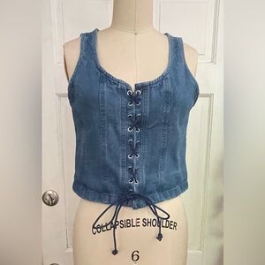 Denim Lace-Up Tank Top